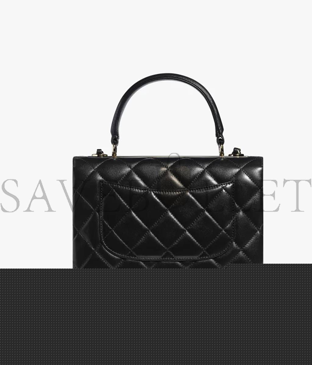 Ch*el trendy flap bag with top handle silver hardware a92236 y60767 94305 (25*17*12cm)